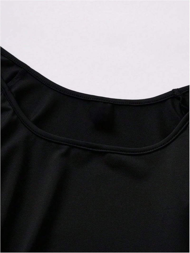 WDIRARA Women's Square Neck Short Sleeve Romper Unitards Bodycon Shorts Jumpsuit - Image 4